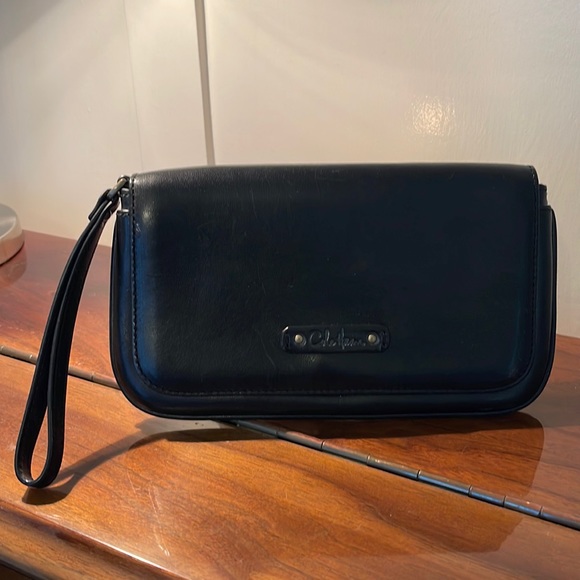 Cole Haan Handbags - Cole Haan black leather wristlet with interior mirror!